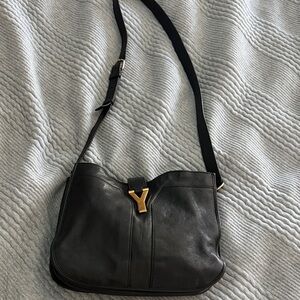 Vintage black YSL Leather crossbody Bag